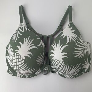 PINK Victoria’s Secret 32D Bra Wear Everywhere Push-Up Lined Tropical Tree Green